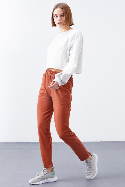 Cinnamon High Waist Jogger Comfort Fit Slim Leg Women's Tracksuit Bottom - 94566