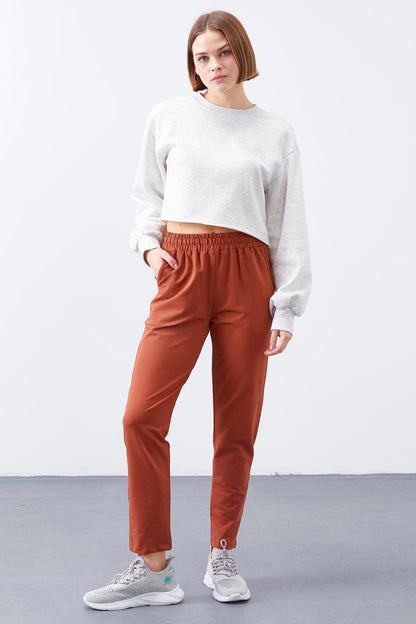 Cinnamon High Waist Jogger Comfort Fit Slim Leg Women's Tracksuit Bottom - 94566