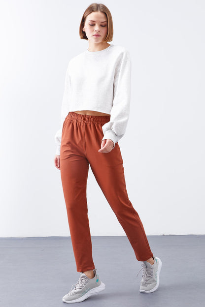 Cinnamon High Waist Jogger Comfort Fit Slim Leg Women's Tracksuit Bottom - 94566