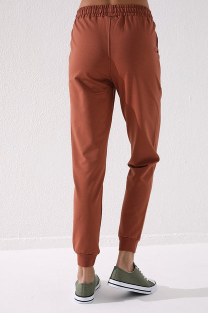 Cinnamon High Waist Jogger Comfort Fit Cuffed Women's Tracksuit Bottom - 94561