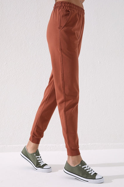 Cinnamon High Waist Jogger Comfort Fit Cuffed Women's Tracksuit Bottom - 94561