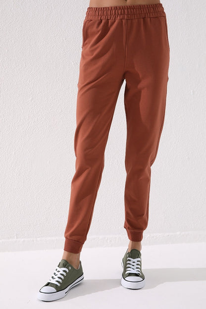 Cinnamon High Waist Jogger Comfort Fit Cuffed Women's Tracksuit Bottom - 94561