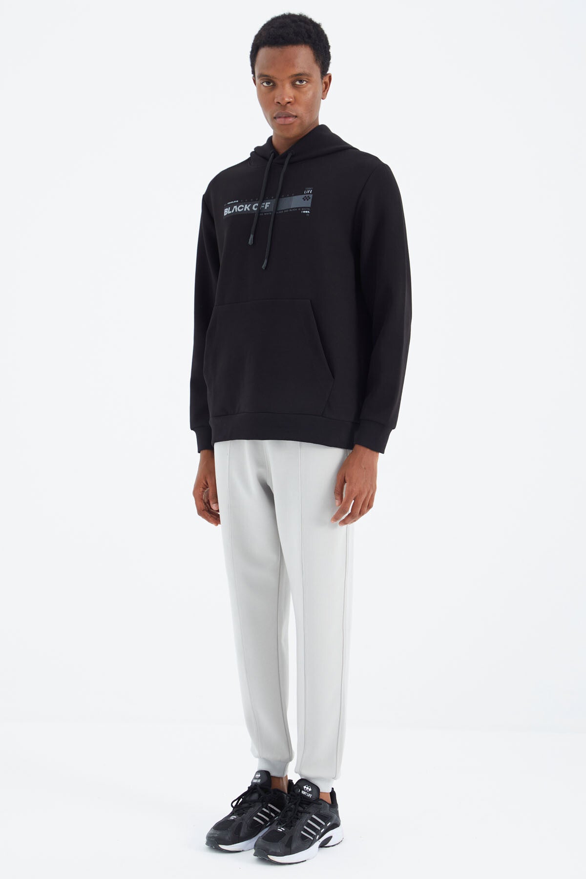 Stone Laced Front Stitch Detailed Standard Fit Men's Tracksuit Bottom - 84994