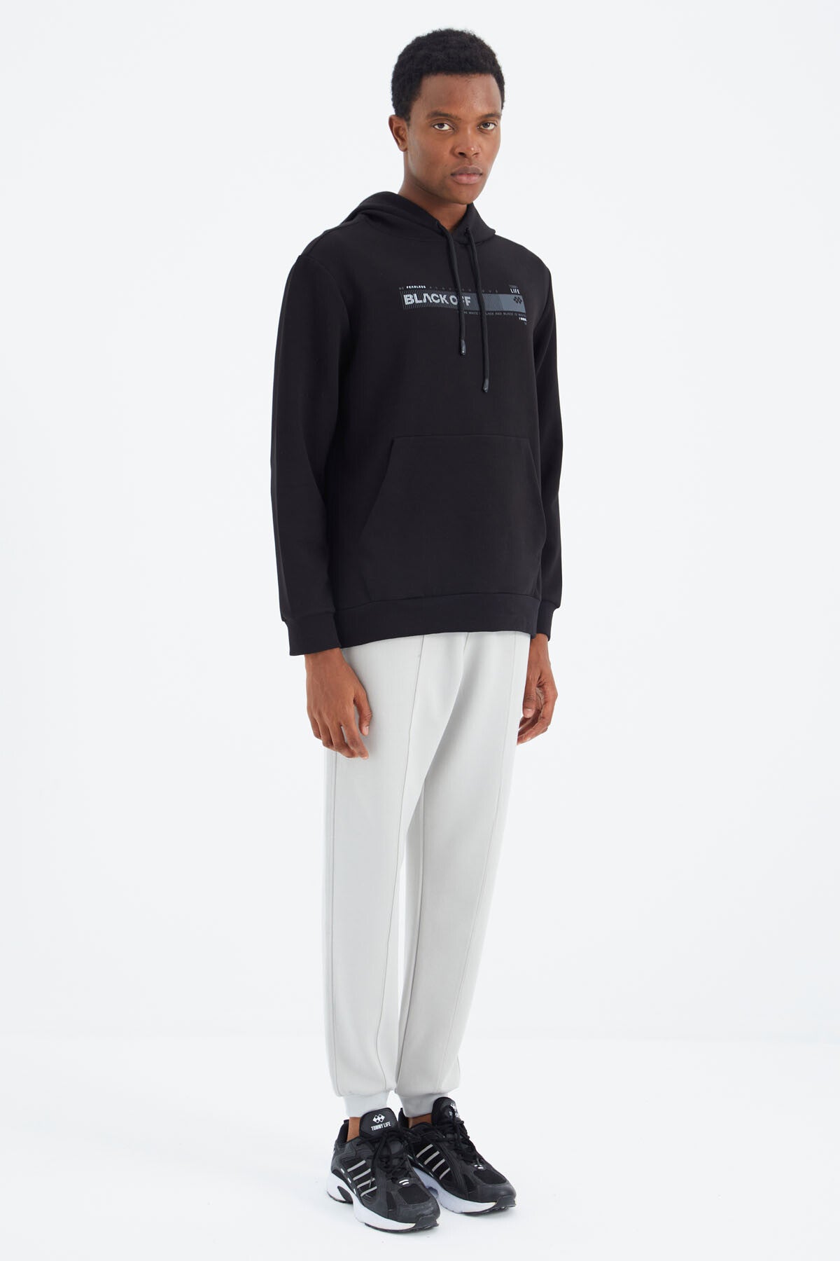 Stone Laced Front Stitch Detailed Standard Fit Men's Tracksuit Bottom - 84994