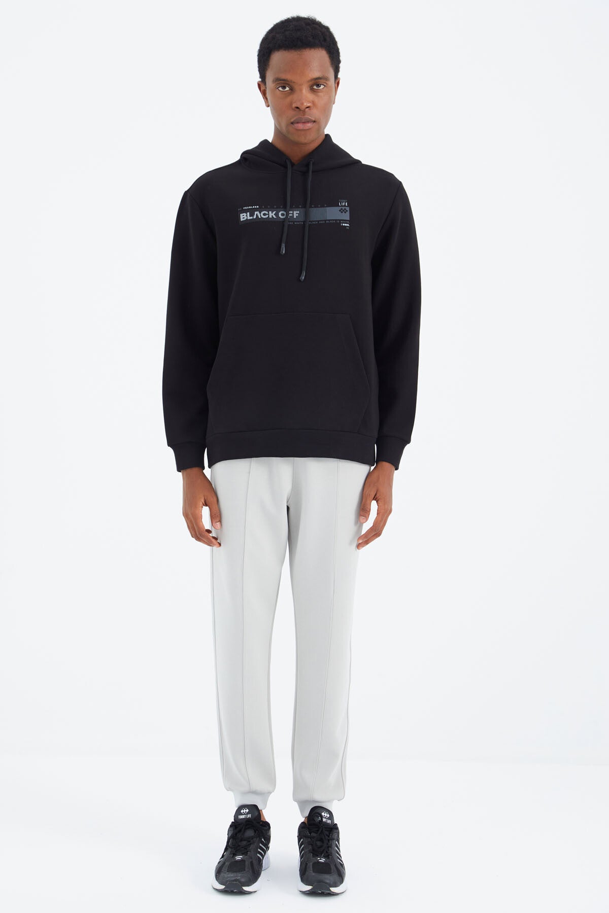 Stone Laced Front Stitch Detailed Standard Fit Men's Tracksuit Bottom - 84994