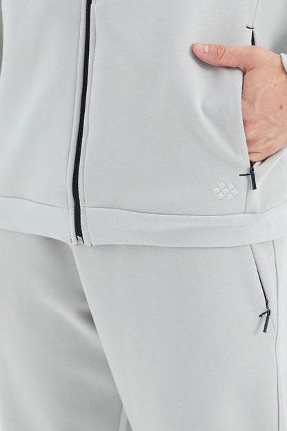 Stone Collar Hidden Pocket Detailed Relax Fit Men's Tracksuit Set - 85220