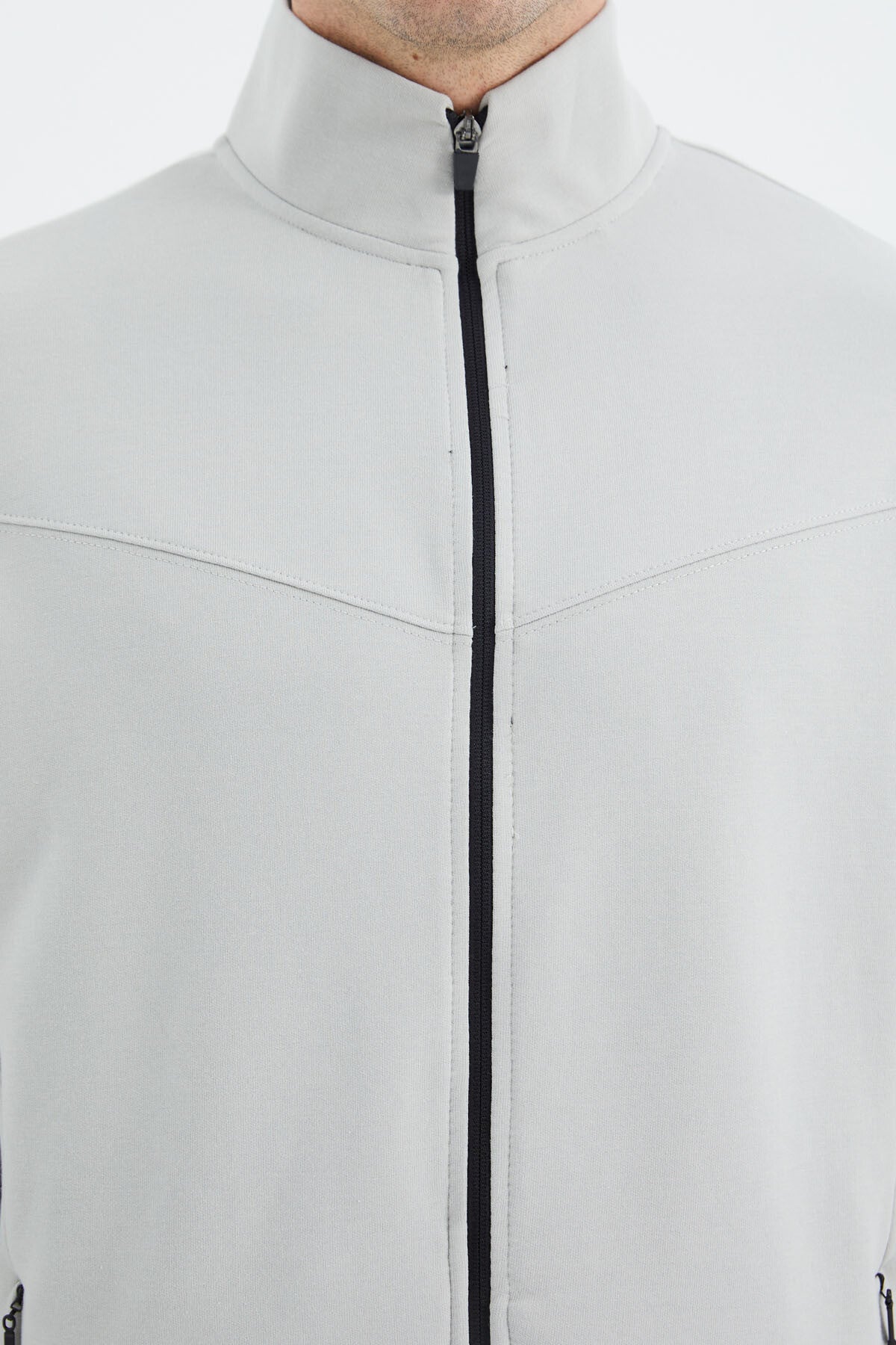 Stone Collar Hidden Pocket Detailed Relax Fit Men's Tracksuit Set - 85220