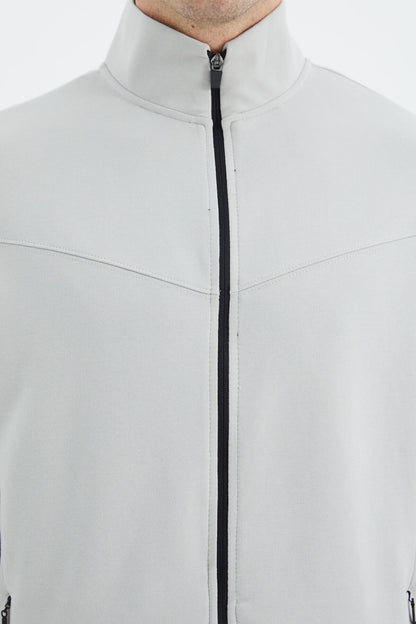 Stone Collar Hidden Pocket Detailed Relax Fit Men's Tracksuit Set - 85220