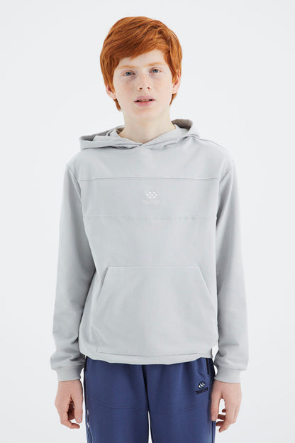 Stone Hooded Basic Boys Sweatshirt - 11181