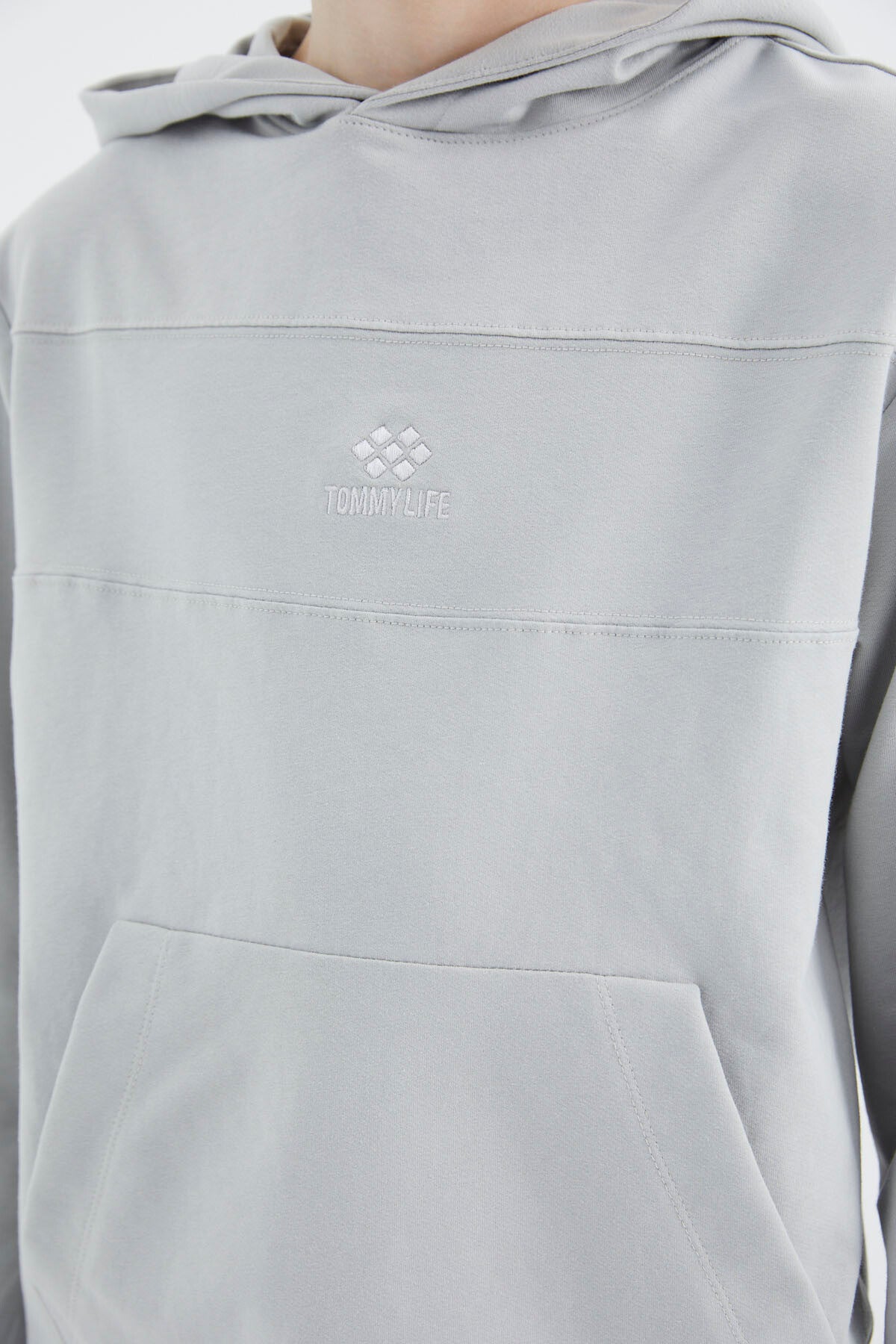 Stone Hooded Basic Boys Sweatshirt - 11181