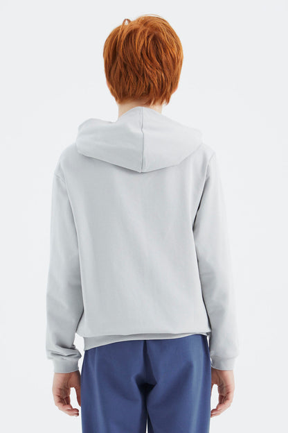 Stone Hooded Basic Boys Sweatshirt - 11181