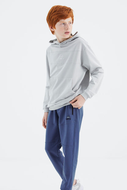 Stone Hooded Basic Boys Sweatshirt - 11181