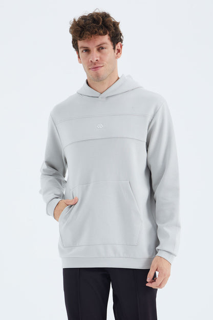 Stone Hooded Front Seam Detailed Relax Fit Men's Sweatshirt - 88277