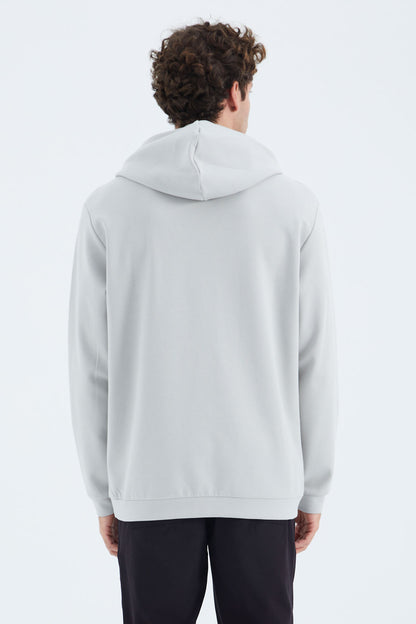 Stone Hooded Front Seam Detailed Relax Fit Men's Sweatshirt - 88277
