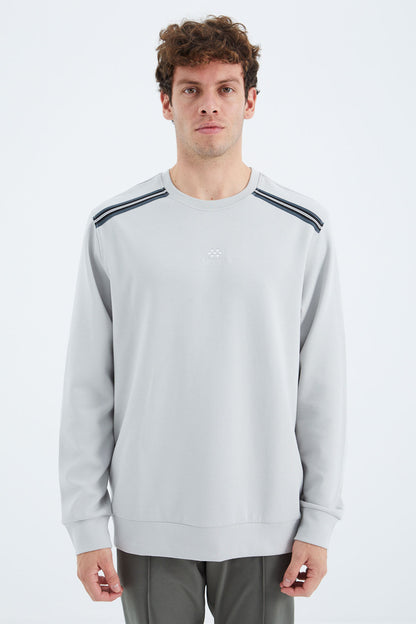Stone O Collar Shoulder Strip Detailed Relax Fit Men's Sweatshirt - 88279