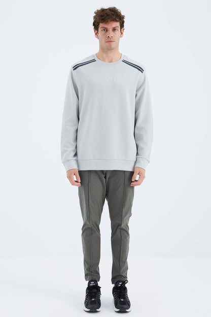 Stone O Collar Shoulder Strip Detailed Relax Fit Men's Sweatshirt - 88279