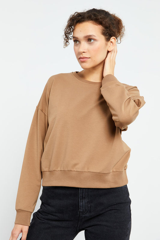 Basic Comfort Fit Round Neck Women's Sweatshirt - 97114