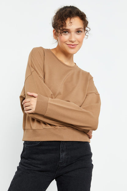 Basic Comfort Fit Round Neck Women's Sweatshirt - 97114