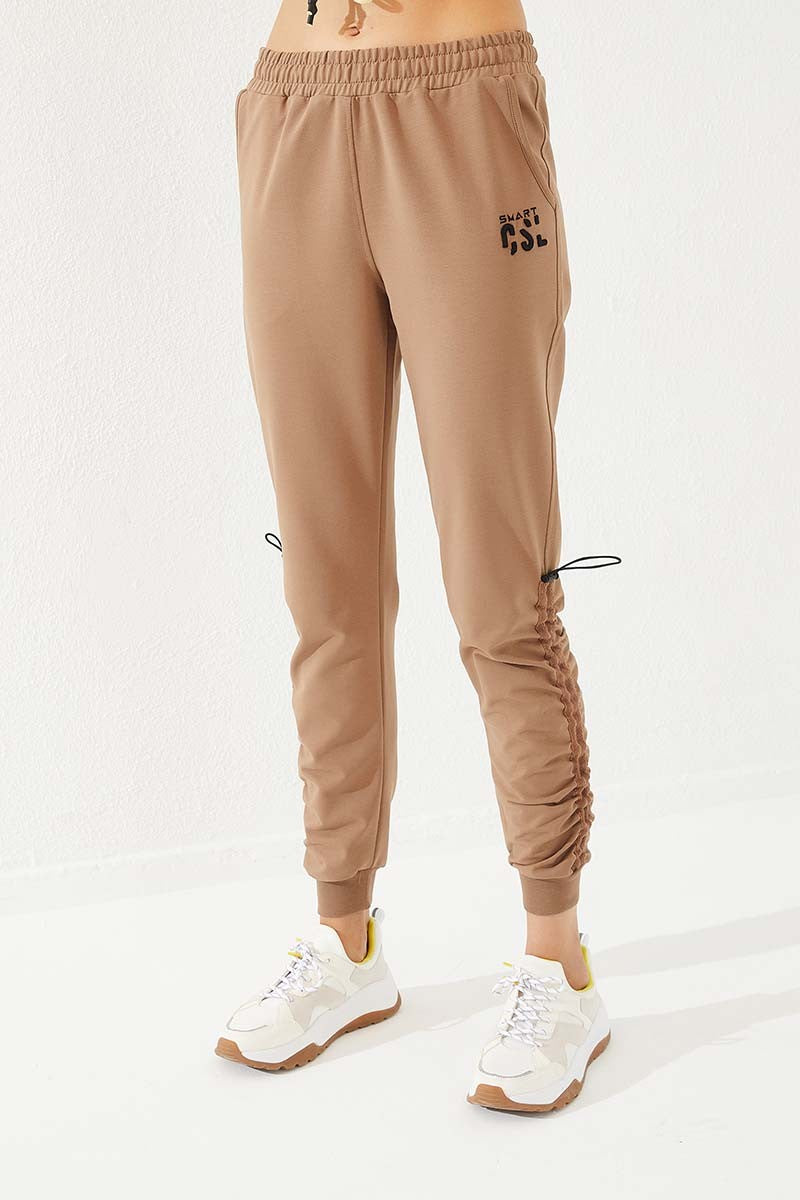 Detailed Extra Comfort Earth Women's Hooded Tracksuit Bottom - 94587