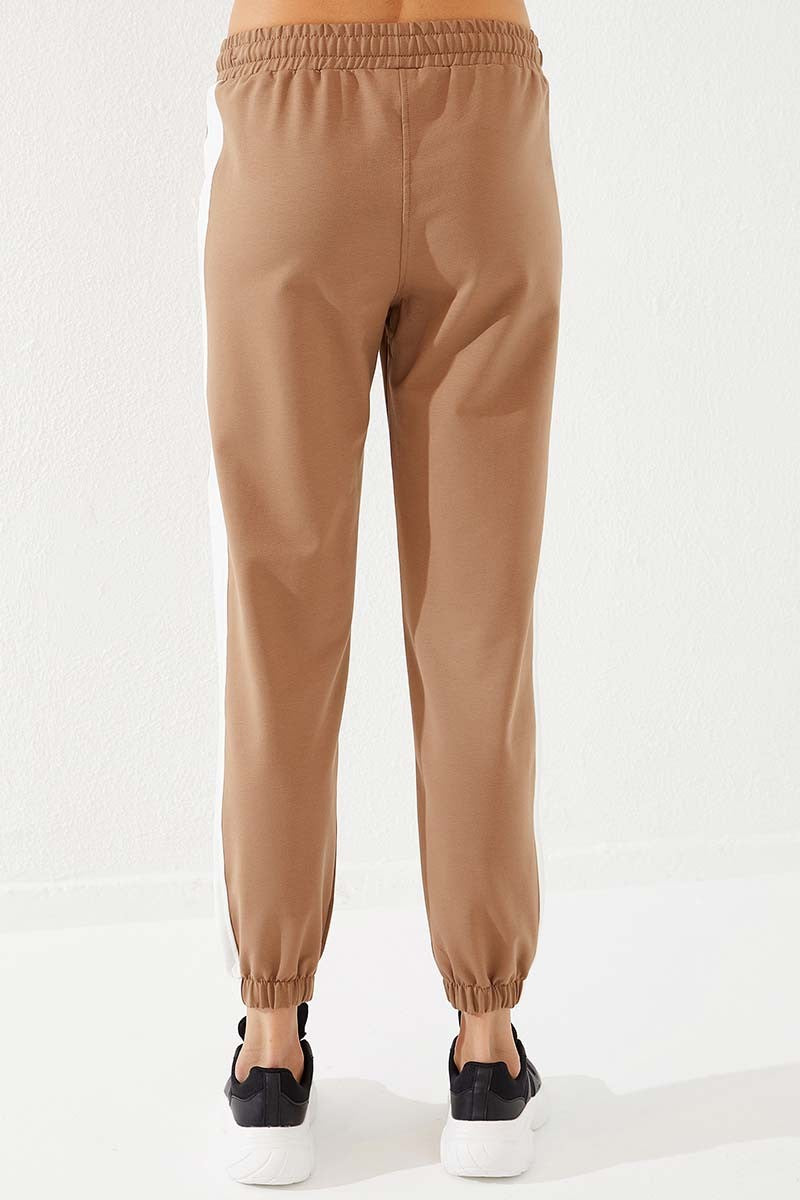 Earth Two-Tone Striped Comfort Fit Elastic Cuff Women's Tracksuit Bottom - 94582