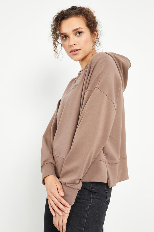 Embroidered Hooded Basic Women's Oversize Sweatshirt - 97164