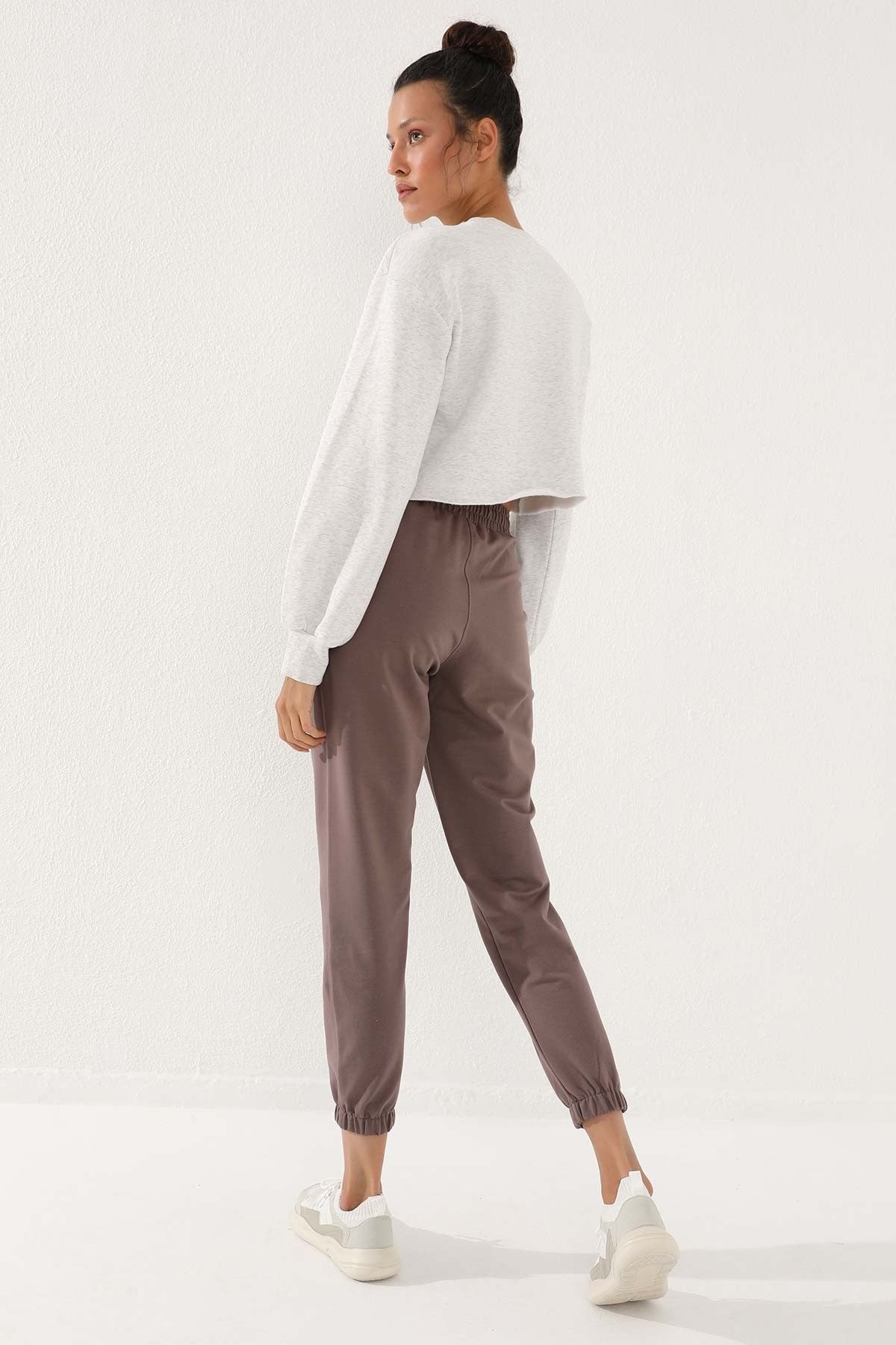 Women's Comfort Fit Elastic Cuff Embroidered Soil Writing Tracksuit Bottom - 94571