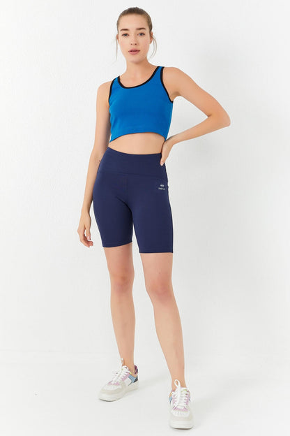 Turquoise Basic Zero Sleeve Narrow Fit U Neck Women's Crop Top Singlet - 97162