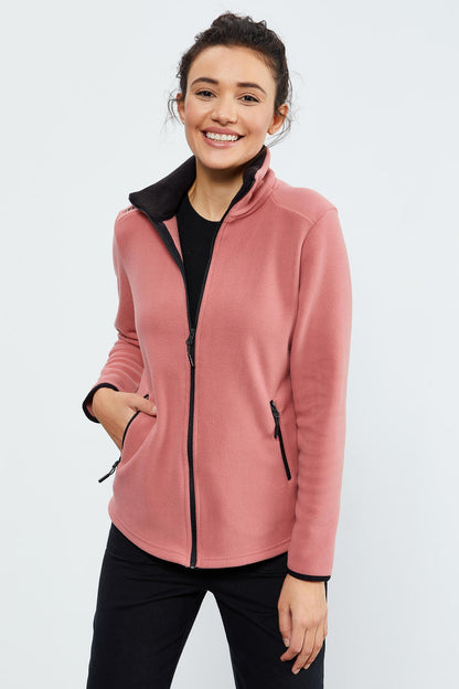 Wild Rose High Collar Zippered Comfort Fit Women's Fleece Sweatshirt - 97173