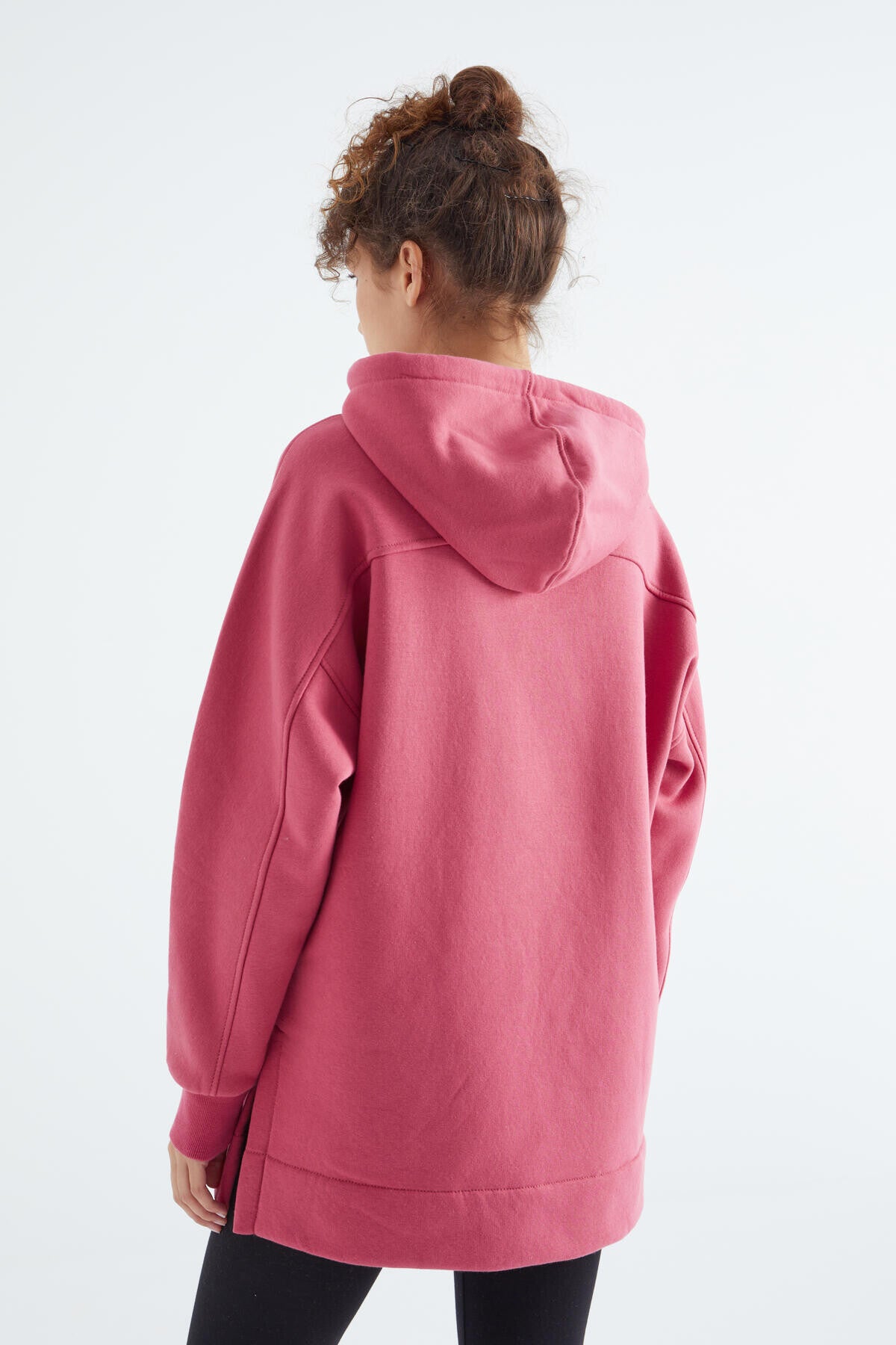 Wild Rose Raglan Sleeve Basic Hooded Oversize Sweatshirt Sweatshirt Tunic - 97242