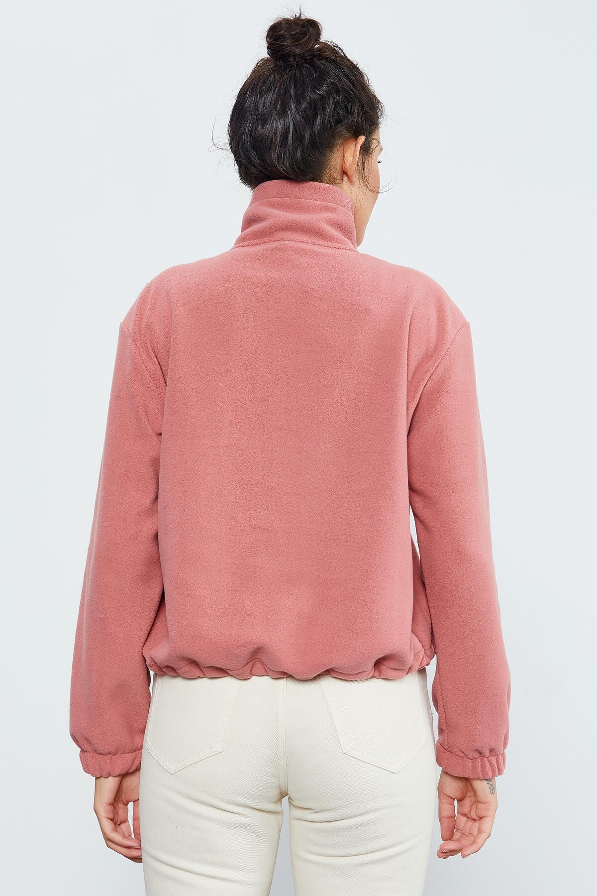 Wild Rose Half-Zip Skirt with Gathered Hem Women's Polar Oversize Sweatshirt - 97171