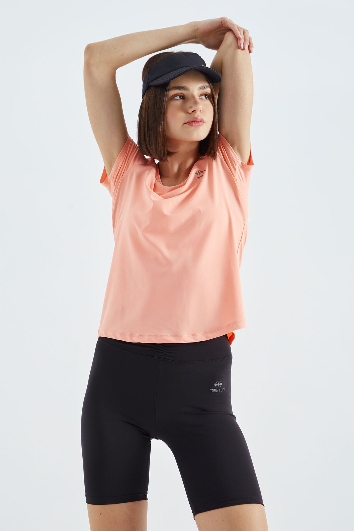 Basic Round Neck Short Sleeve Regular Fit V-Neck Women's T-Shirt - 97145