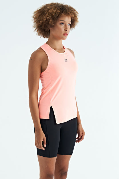 Slit Detailed O Collar Sleeveless Standard Fit Women's Sports Singlet - 97256