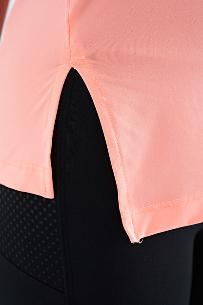 Slit Detailed O Collar Sleeveless Standard Fit Women's Sports Singlet - 97256