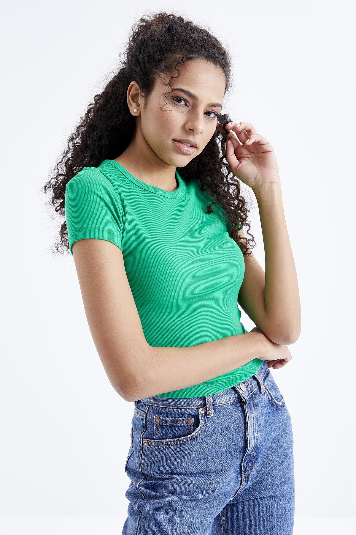 Green Basic Short Sleeve O Neck Women's T-Shirt - 97202