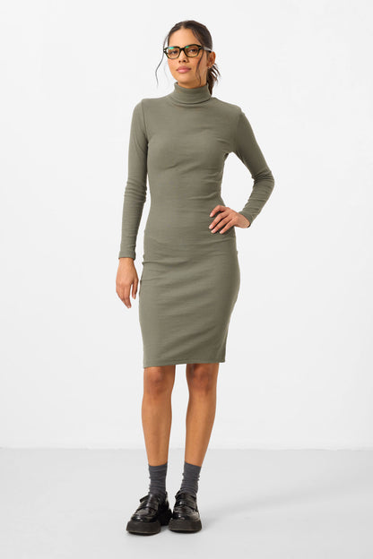 Green Knitted Slim Fit Sailor Collar Women's Dress - 97117