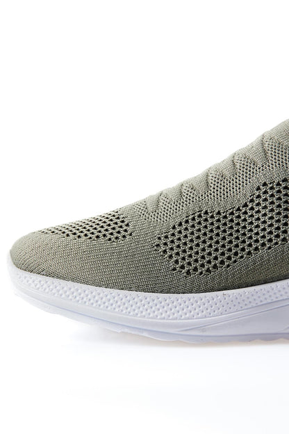 Green High Sole Slip-On Lightweight Flexible Women's Sports Shoes - 89207