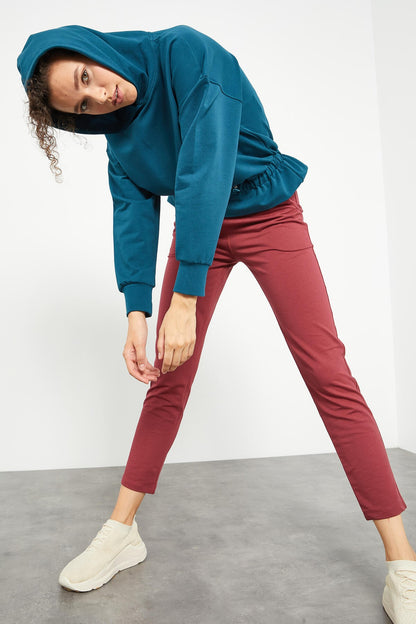 Emerald Waist Gathered Hooded Women's Oversize Sweatshirt - 97159
