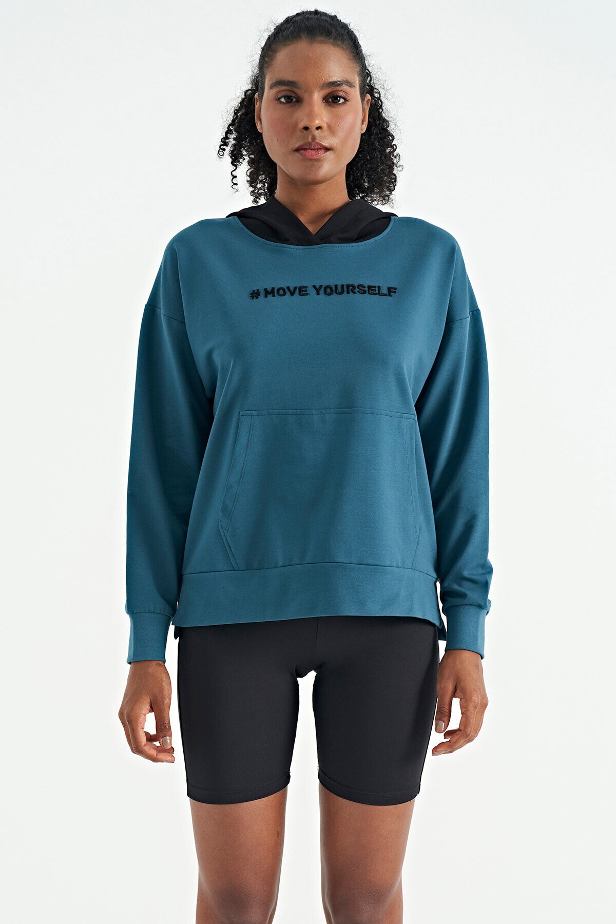 Emerald Women's Hooded Kangaroo Pocket Oversize Sweatshirt - 97161