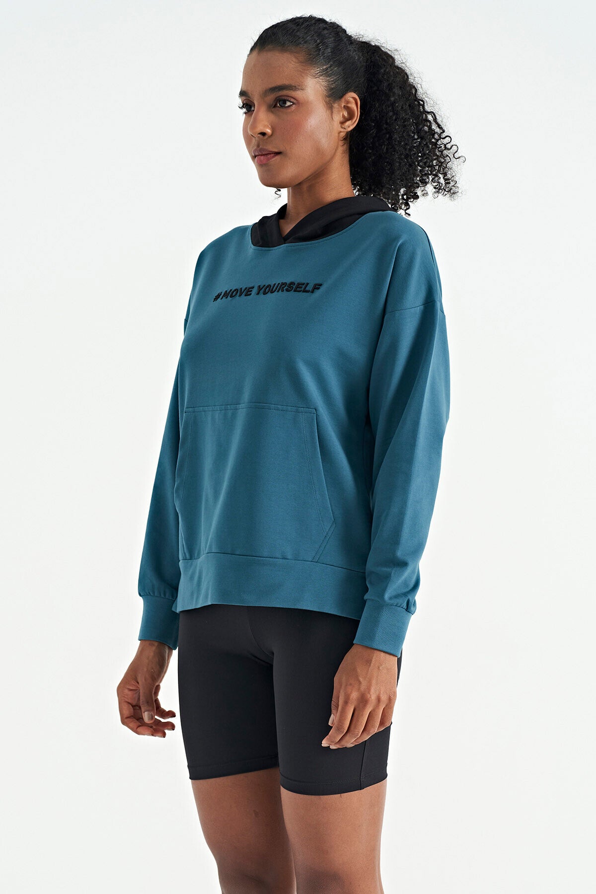 Emerald Women's Hooded Kangaroo Pocket Oversize Sweatshirt - 97161