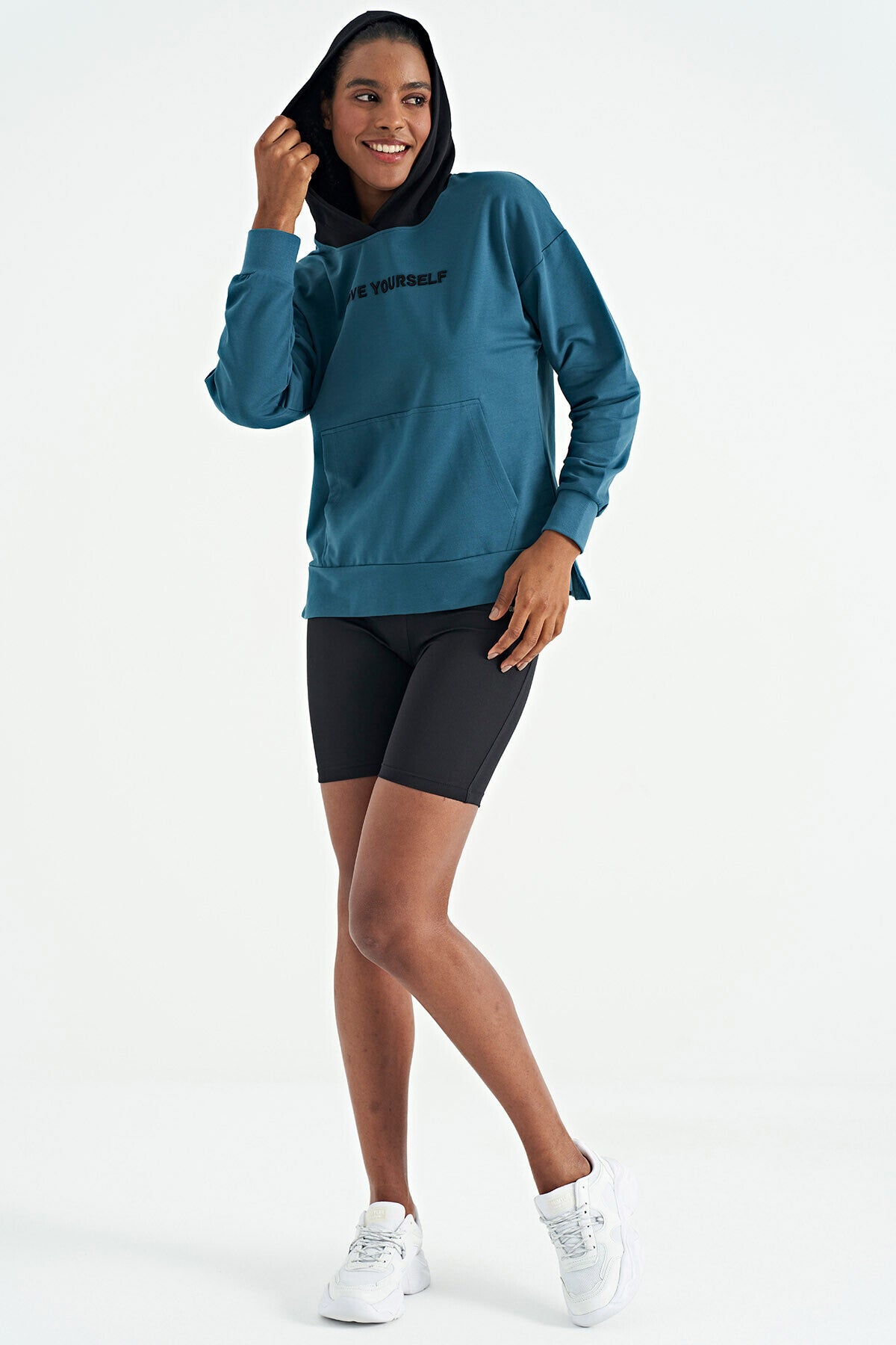Emerald Women's Hooded Kangaroo Pocket Oversize Sweatshirt - 97161