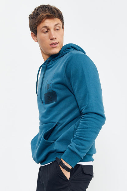 Emerald Front and Back Print Comfort Fit Men's Hooded Sweatshirt - 88017