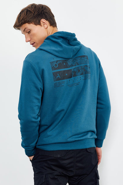 Emerald Front and Back Print Comfort Fit Men's Hooded Sweatshirt - 88017
