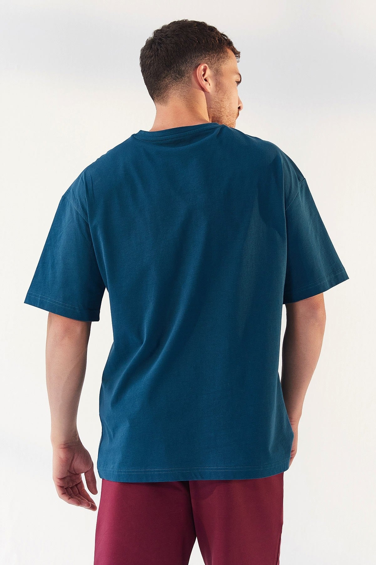 Emerald Print O Collar Men's Oversize T-Shirt - 87984
