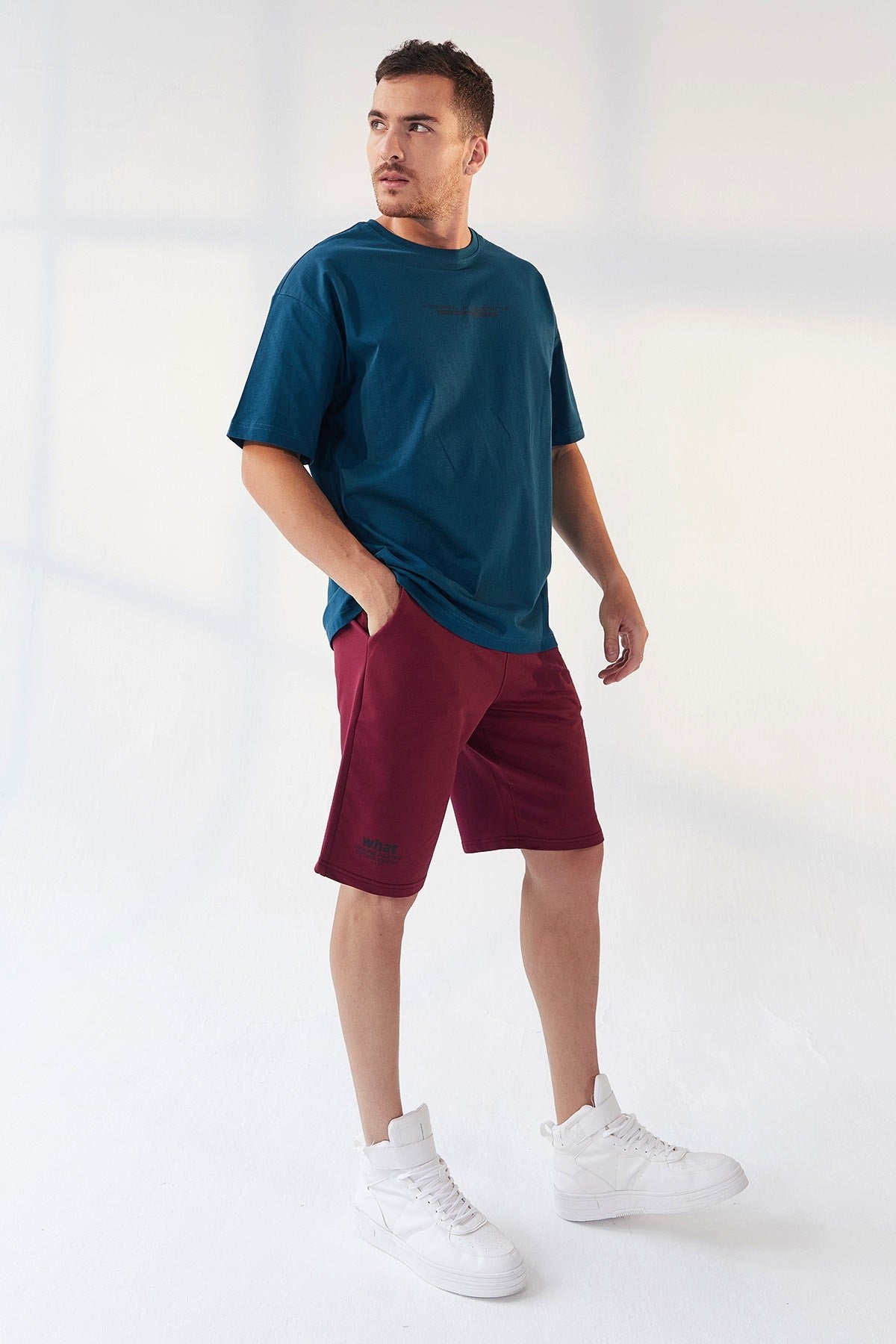 Emerald Print O Collar Men's Oversize T-Shirt - 87984