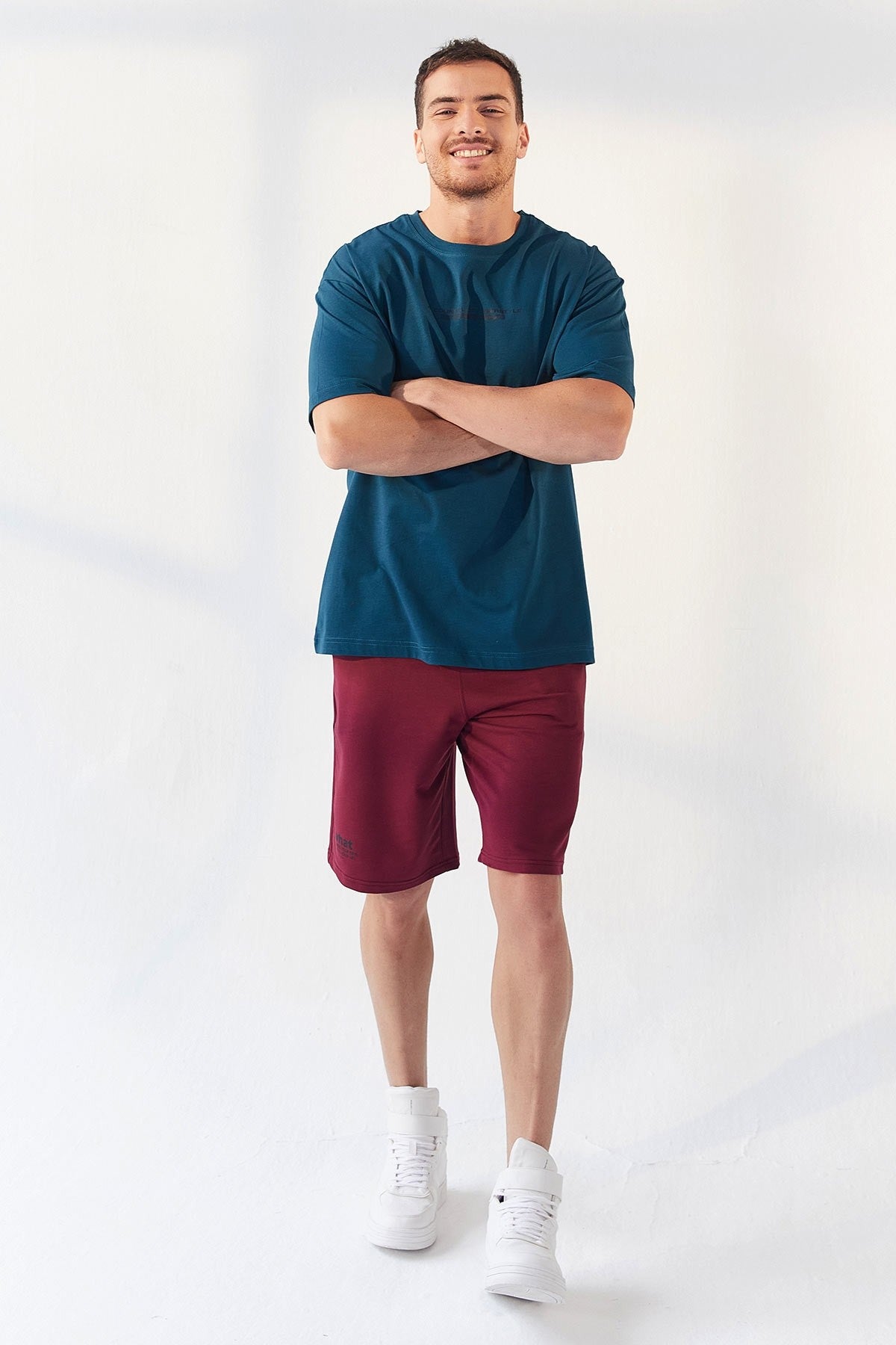 Emerald Print O Collar Men's Oversize T-Shirt - 87984