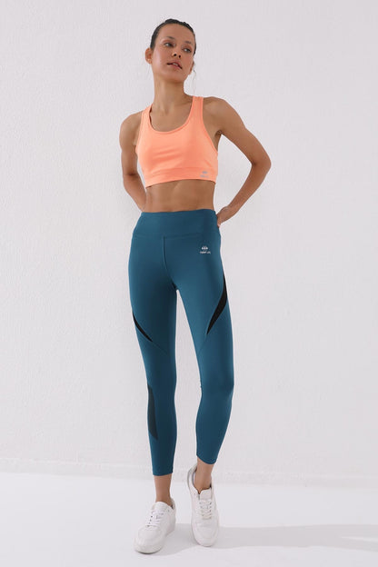 Emerald Print High-Waisted Scuba Fabric Tapered Leg Women's Tights - 94539