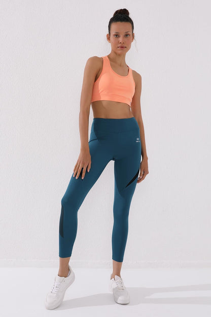 Emerald Print High-Waisted Scuba Fabric Tapered Leg Women's Tights - 94539