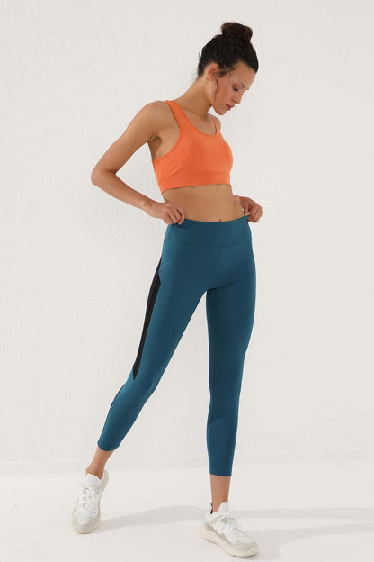 Emerald High Waist Band Detailed Slim Fit Tapered Leg Women's Tights - 94541