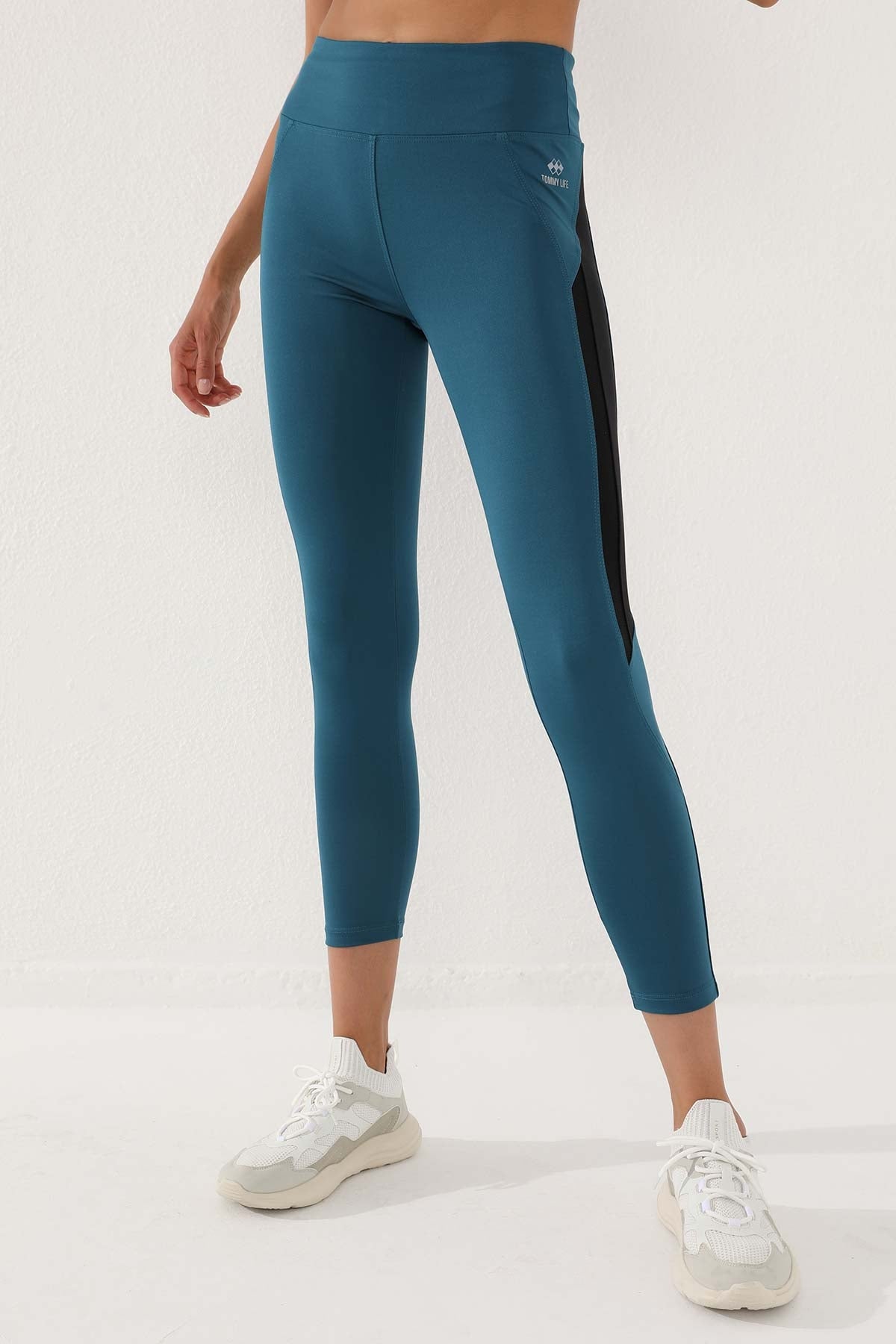 Emerald High Waist Band Detailed Slim Fit Tapered Leg Women's Tights - 94541