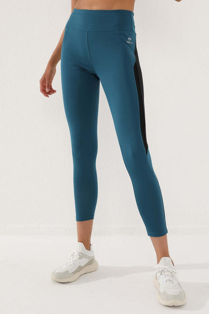 Emerald High Waist Band Detailed Slim Fit Tapered Leg Women's Tights - 94541